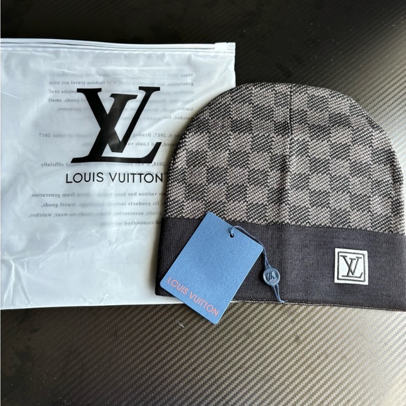 Louis Vuitton Checkered Gray and Black Beanie - Picture 1 of 2